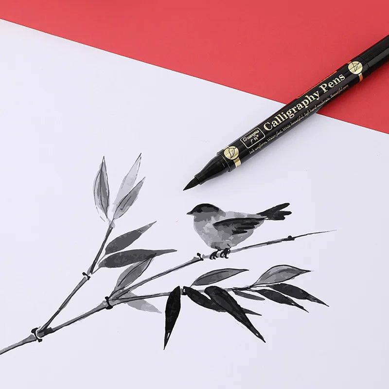 Feutre Noir Double Pointe Calligraphie