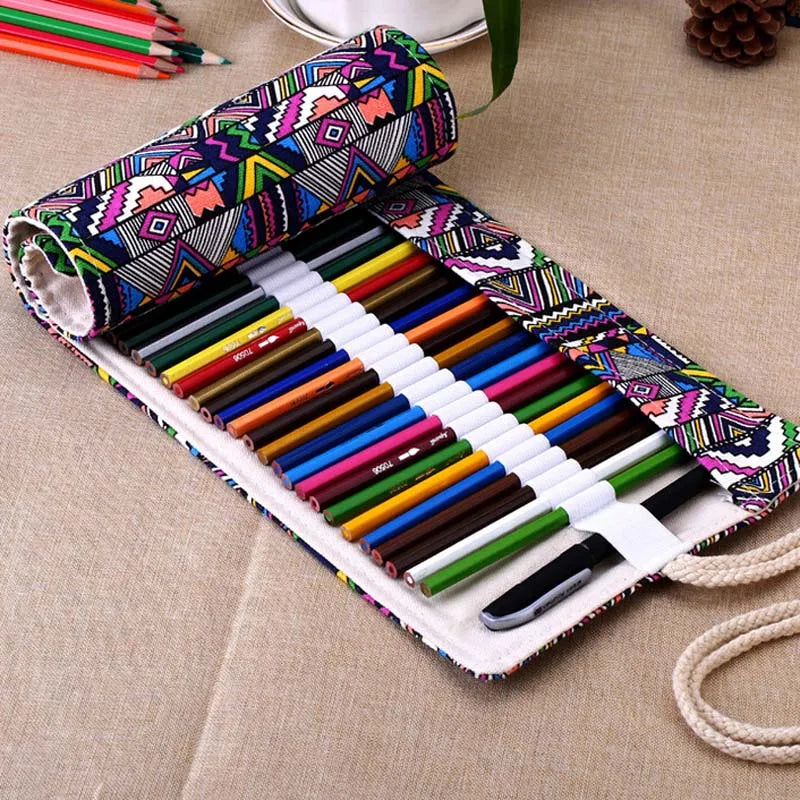 Trousse à crayons enroulable 48 emplacements