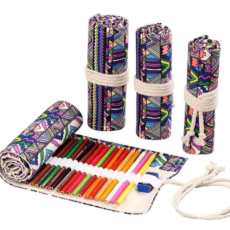 Trousse à crayons enroulable 48 emplacements