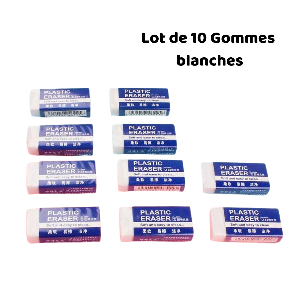 Lot de 10 Gommes 2B Souples