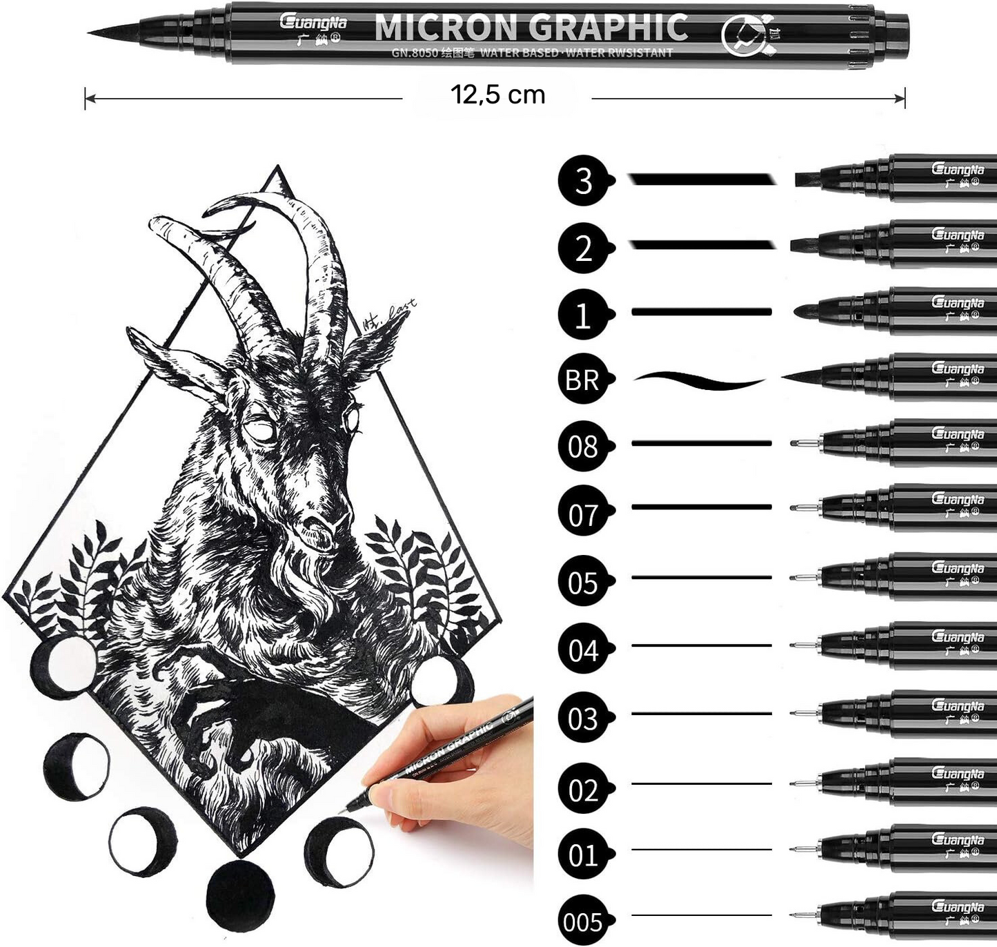 Set 12 Feutres Noirs, Ebook offert et -50% sur le carnet croquis et le set de crayons graphite !