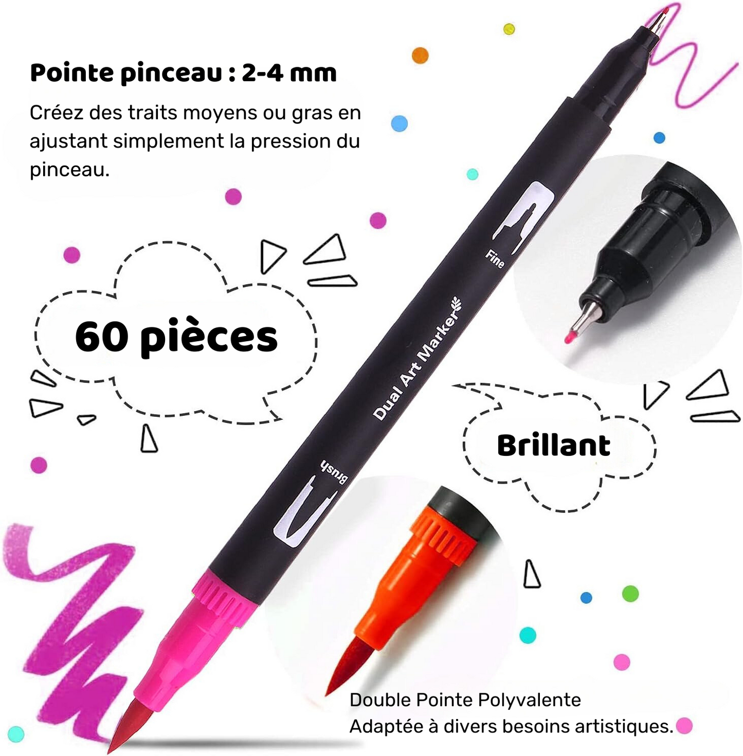Feutres de Couleurs à Double Pointe