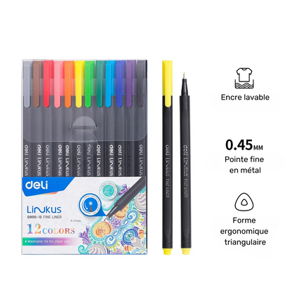 Feutres 12 Couleurs pointe fine